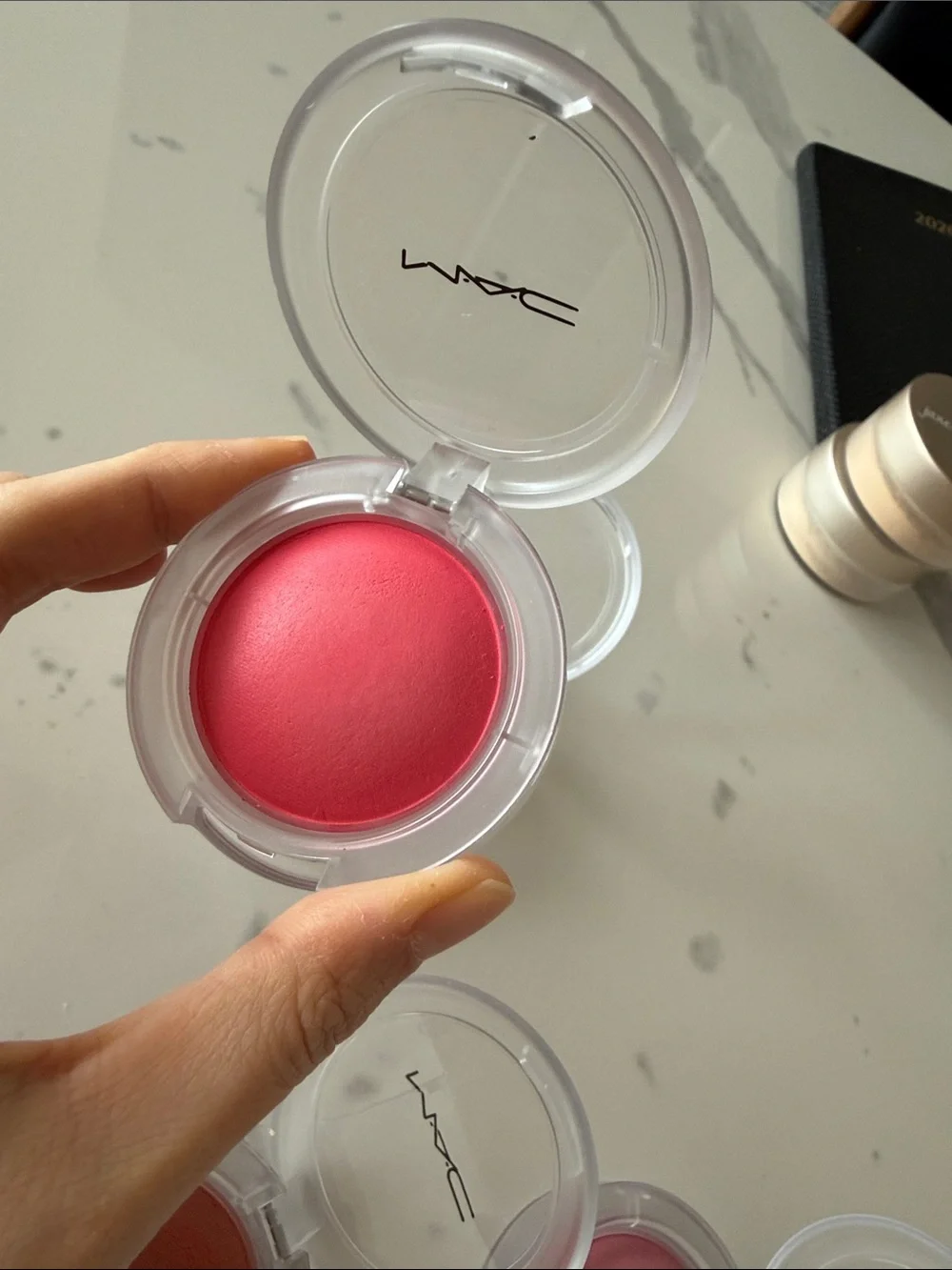MAC glow play blush set - heat index, grand, blush please, totally synced